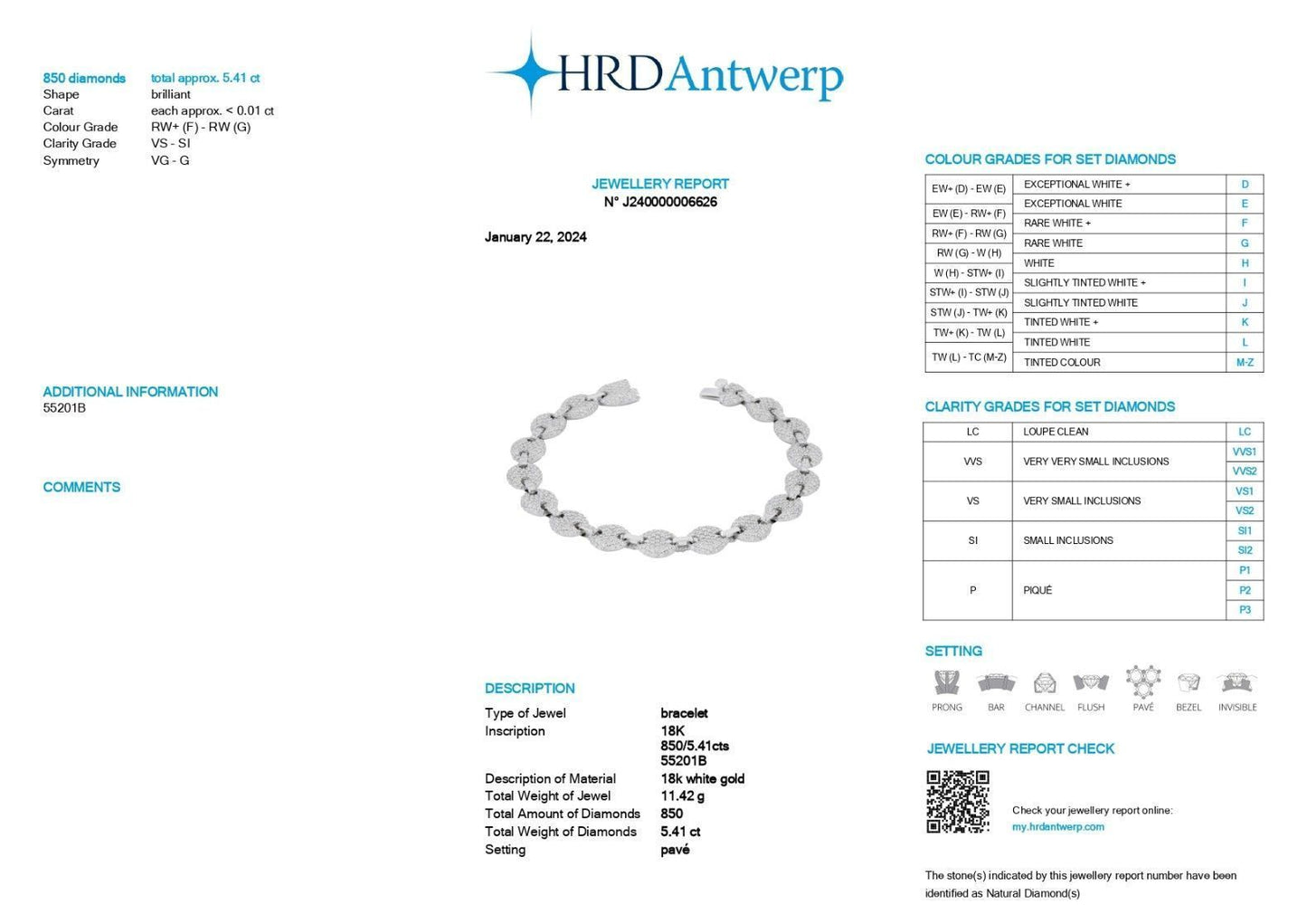 Puff disc Bracelet - HRD certificate